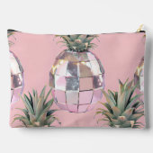 Personalized Glam Disco Pineapple Pink Metallic Zubehörtasche (Rückseite)