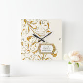 Personalized Glam Old Hollywood Regency Black Tie Quadratische Wanduhr (Zuhause)