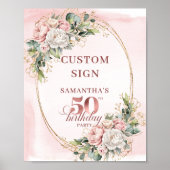 Personalized Glam Rose Gold 50th Birthday Tabletop Poster (Vorne)