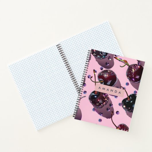 Personalized Glam Sparkle Cherry Design Notizblock (Innenseite)