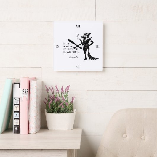 Personalized Glam Style Quote Design Wall Clock Quadratische Wanduhr (Lesesaal)
