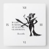 Personalized Glam Style Quote Design Wall Clock Quadratische Wanduhr (Vorderseite)
