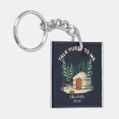 Personalized Glamping Yurt Adventure Retro Camping Schlüsselanhänger (Vorderseite links)