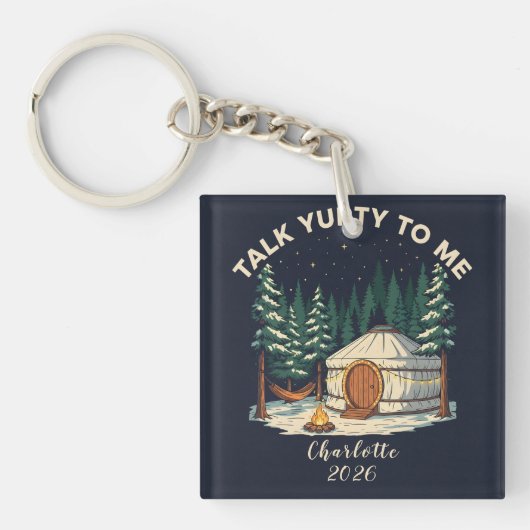 Personalized Glamping Yurt Adventure Retro Camping Schlüsselanhänger (Vorderseite)