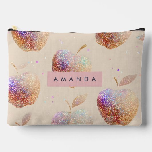 Personalized Glitter Apple Sparkle Fruit Pastel  Zubehörtasche (Vorderseite)
