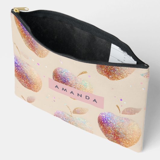 Personalized Glitter Apple Sparkle Fruit Pastel Zubehörtasche (Offen)