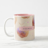 Personalized Glitter Apple Sparkle Fruit Pastel Zweifarbige Tasse (Links)