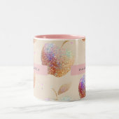 Personalized Glitter Apple Sparkle Fruit Pastel  Zweifarbige Tasse (Mittel)