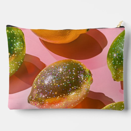Personalized Glitter Lemon Citrus Design Zubehörtasche (Rückseite)