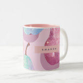 Personalized Glitter Pink and Aqua Pears Zweifarbige Tasse (VorderseiteRechts)