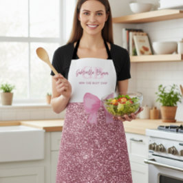 Personalized Glitter Pink Apron Mom The Best Chef Schürze