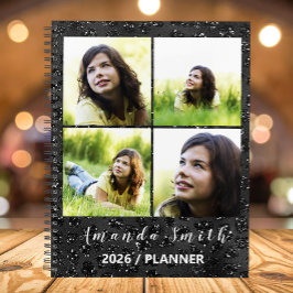 Personalized Glossy Black 5 Photo Collage Planer