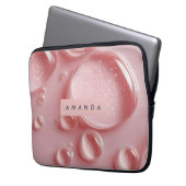 Personalized Glossy Blush Pink Water Droplets  Laptopschutzhülle (Vorderseite Links)