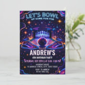 Personalized Glow bowling birthday invitation Einladung (Stehend Vorderseite)