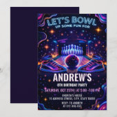 Personalized Glow bowling birthday invitation Einladung (Vorne/Hinten)