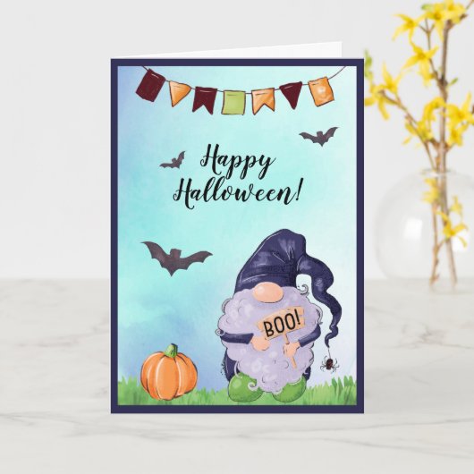 Personalized Gnome Happy Halloween Karte (Gelbe Blume)