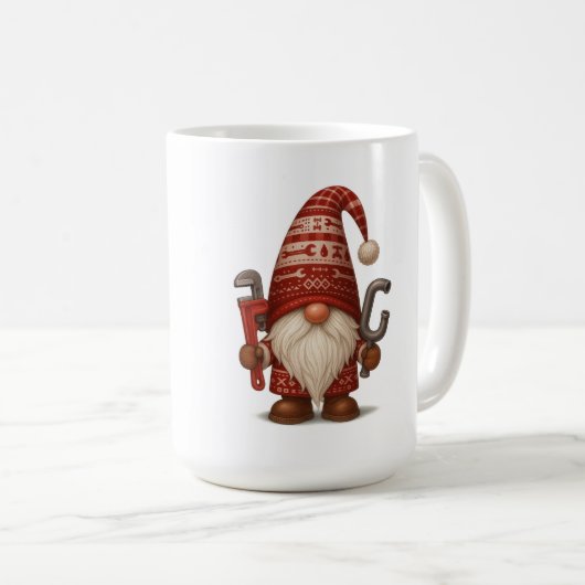 Personalized Gnome Plumber/Handyman Christmas Kaffeetasse (VorderseiteRechts)