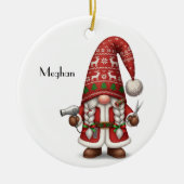 Personalized Gnome Xmas Hair Stylist Keramik Ornament (Vorne)
