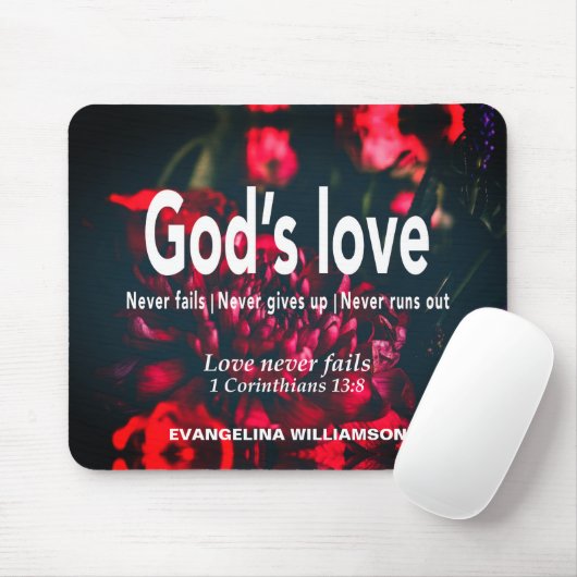 Personalized GOD'S LOVE NEVER FAILS Christian Mousepad (Mit Mouse)
