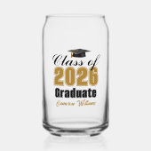 Personalized Gold Black Class of 2026 Graduation Dosenglas (Vorderseite)
