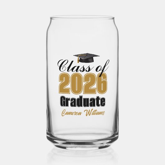 Personalized Gold Black Class of 2026 Graduation Dosenglas (Vorderseite)