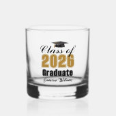 Personalized Gold Black Class of 2026 Graduation Whiskyglas (Vorderseite)