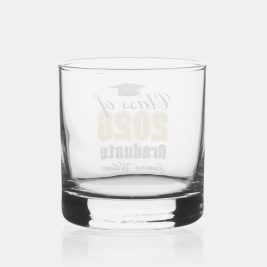 Personalized Gold Black Class of 2026 Graduation Whiskyglas (Rückseite)
