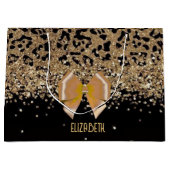 Personalized Gold Black Leopardwith Elegant Golden Große Geschenktüte (Vorderseite)