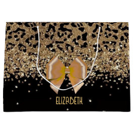 Personalized Gold Black Leopardwith Elegant Golden Große Geschenktüte