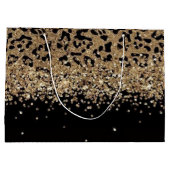 Personalized Gold Black Leopardwith Elegant Golden Große Geschenktüte (Rückseite)