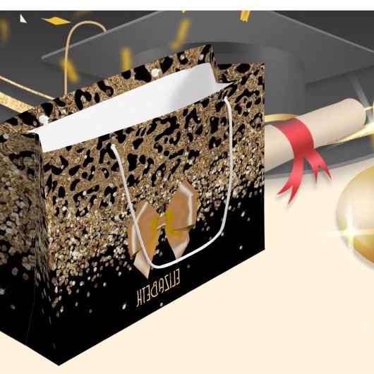 Personalized Gold Black Leopardwith Elegant Golden Große Geschenktüte