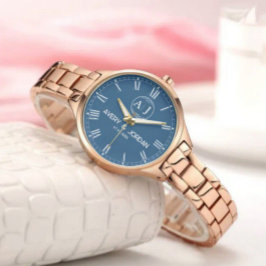 Personalized Gold Blue Dial Elegant Custom Gift Armbanduhr