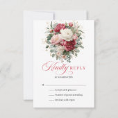 Personalized Gold Boho Wedding RSVP Floral Karte (Vorderseite)