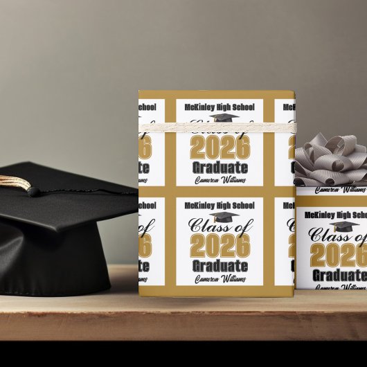 Personalized Gold Class of 2026 Graduation Geschenkpapier