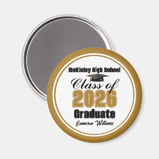 Personalized Gold Class of 2026 Graduation Party Magnet (Vorderseite/Rückseite)