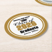 Personalized Gold Class of 2026 Graduation Party Runder Pappuntersetzer (Angewinkelt)