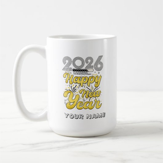 Personalized Gold Fireworks Holiday Countdown  Kaffeetasse (Links)
