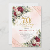 Personalized gold floral 70th birthday invite men einladung (Vorderseite)