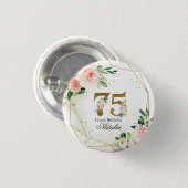 Personalized Gold & Floral 75th Custom Button (Vorne & Hinten)