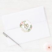 Personalized Gold & Floral Custom 70th  Runder Aufkleber (Umschlag)