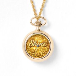 Personalized Gold Floral Necklace Watch Armbanduhr