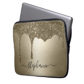 Personalized Gold Glitter Drip Laptop Sleeve (Vorderseite Links)