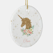 Personalized Gold Glitter Unicorn  Keramik Ornament (Rechts)