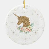 Personalized Gold Glitter Unicorn Keramik Ornament (Hinten)