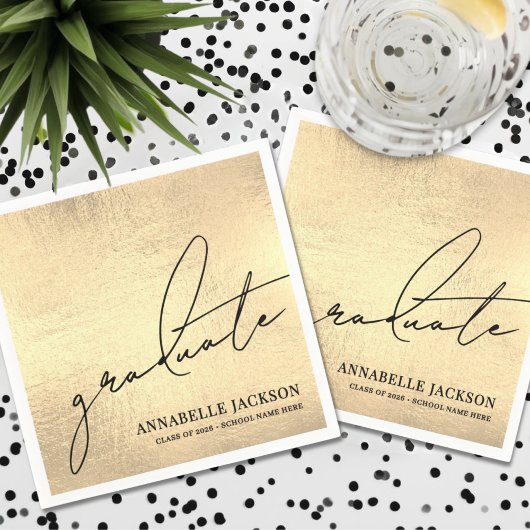 Personalized Gold Graduation Serviette