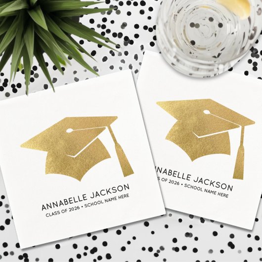 Personalized Gold Graduation Serviette