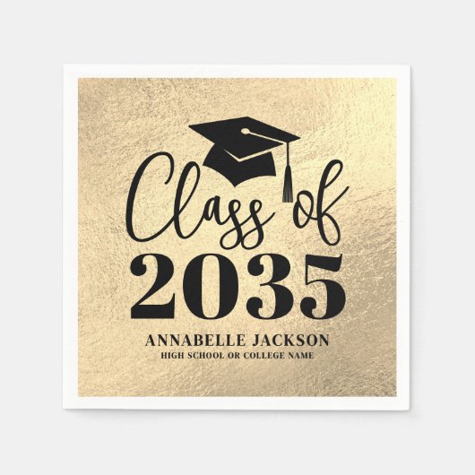 Personalized Gold Graduation Serviette (Vorderseite)