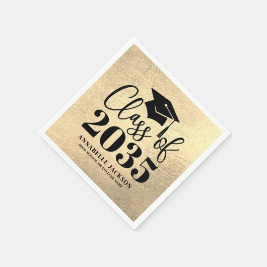 Personalized Gold Graduation Serviette (Ecke)
