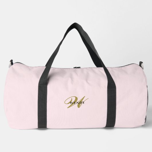 Personalized Gold Initial l Feminine Blush Pink Duffle Bag (Vorderseite)