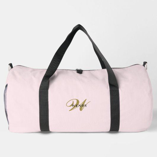Personalized Gold Initial l Feminine Blush Pink Duffle Bag (Rückseite)